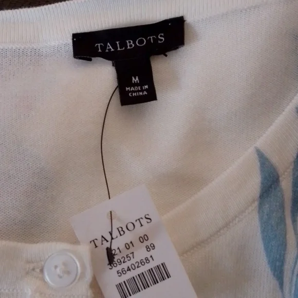 Talbots Boho Paisley Medium Knit Multicolor Artisy Grandma Cardigan New - Picture 2 of 6